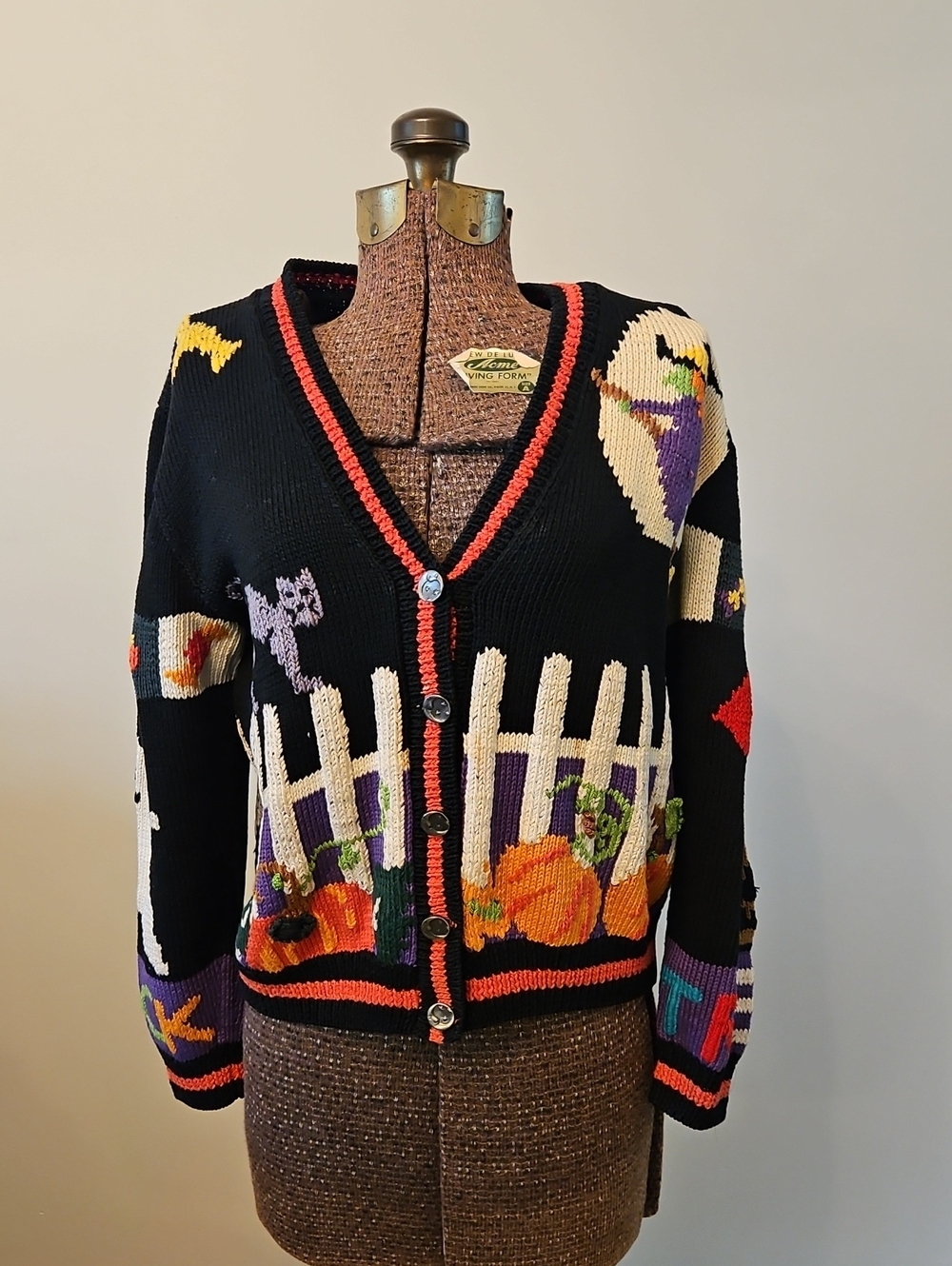 Fabulous Vintage 1991 Hand Knit Berek Marta D Halloween Sweater Grannycore
